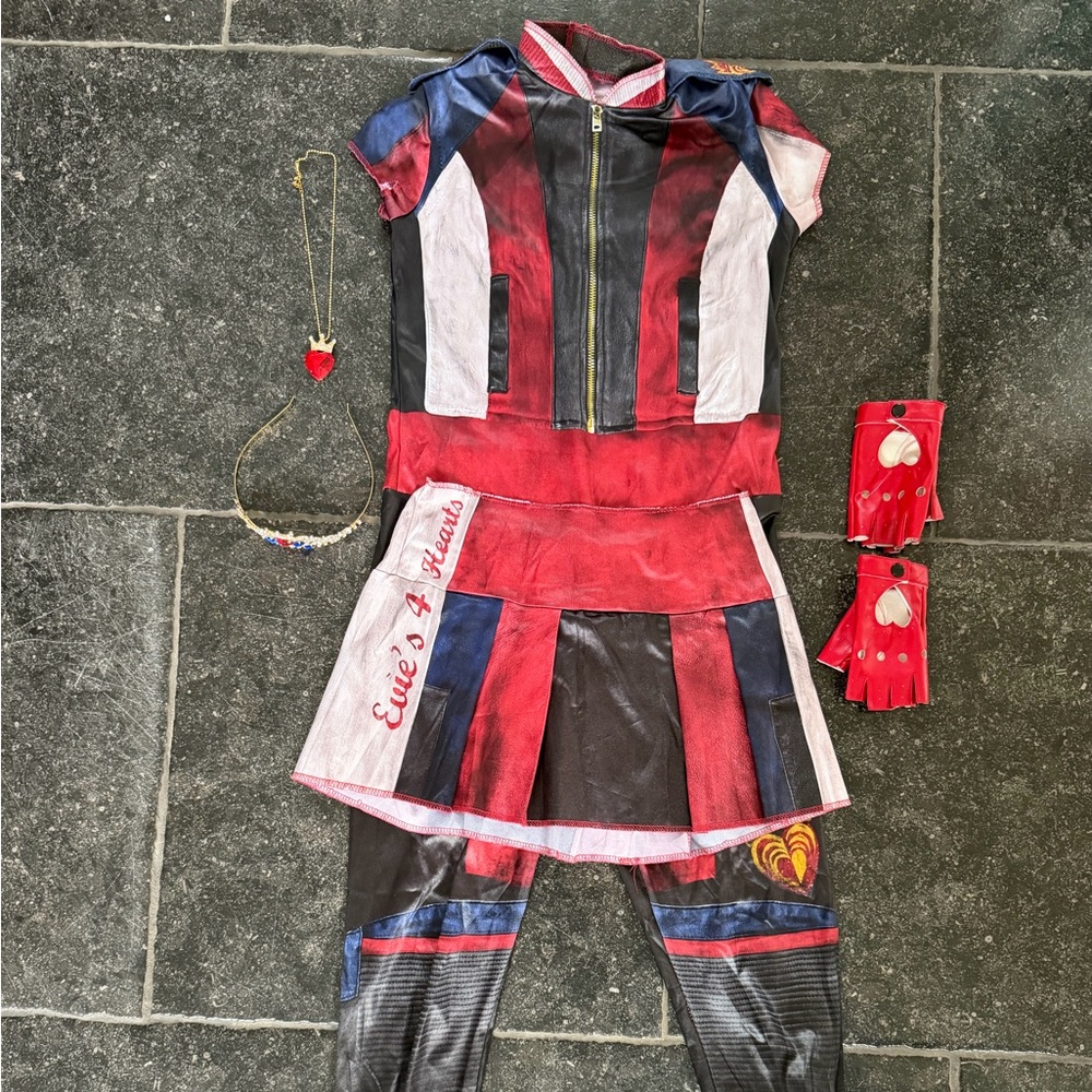 Disguise Red and Black Descendants Evie Costume for Kids (Size Large/10-12)